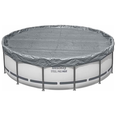 Copertura per piscina Ø3,05 m Rotondo Poliestere Grigio - Foto 1