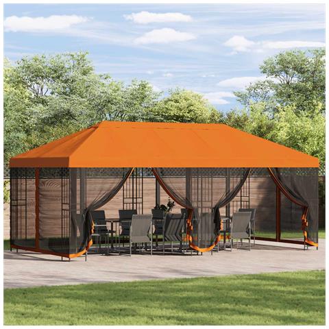 Gazebo con pareti laterali 6 x 3 m Arancione - Foto 2