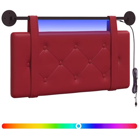 Testiera sospesa Con luce LED Rosso Vino Similpelle - Foto 1