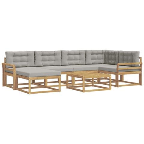 Set di divani da esterno 7 pcs Bianco e Grigio Chiaro - Foto 1