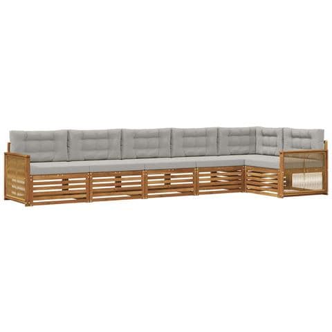 Set di divani da esterno 6 pcs Naturale e Grigio Chiaro - Foto 1