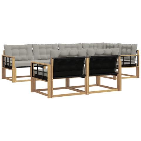 Set di divani da esterno 7 pcs Bianco e Grigio Chiaro - Foto 1