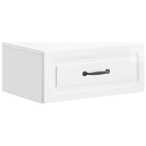 Mobiletto da notte a muro Bianco Lucido 49 x 34,5 x 20 cm - Foto 1