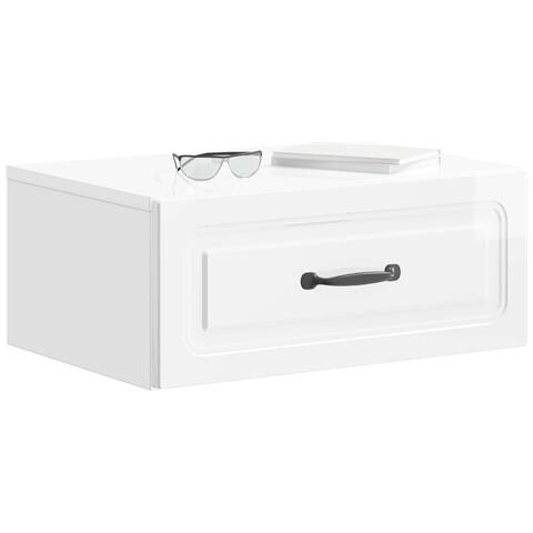 Mobiletto da notte a muro Bianco Lucido 49 x 34,5 x 20 cm - Foto 2
