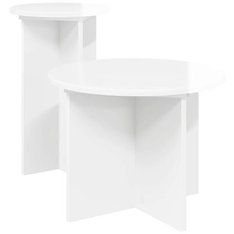 Set tavolini 2 pcs Bianco Lucido Legno ingegnerizzato - Foto 1