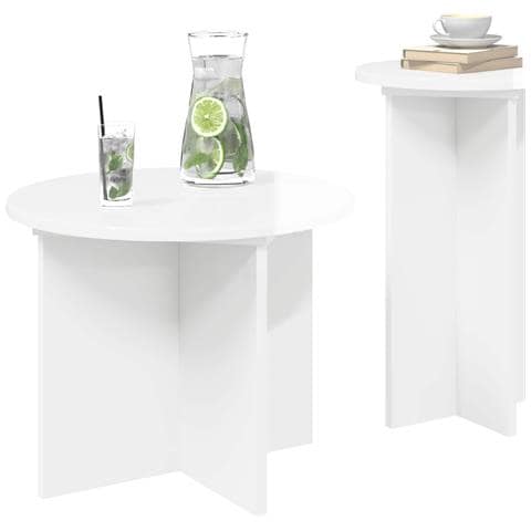 Set tavolini 2 pcs Bianco Lucido Legno ingegnerizzato - Foto 2