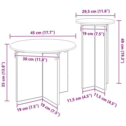 Set tavolini 2 pcs Bianco Lucido Legno ingegnerizzato - Foto 5