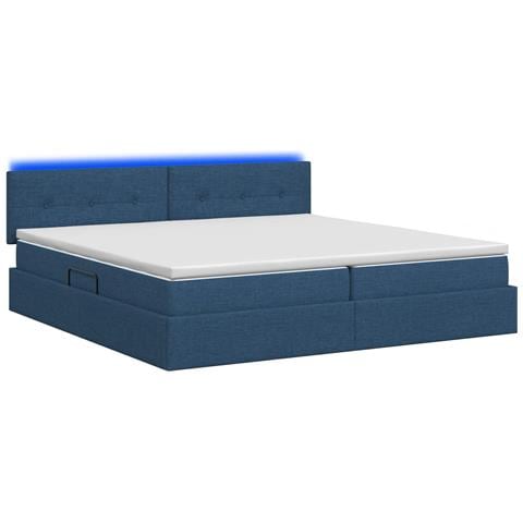 Letto con contenitore LED e materasso Blu 200 x 200 cm Tessuto - Foto 9