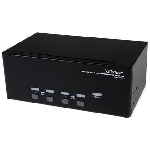 Switch KVM DVI USB per monitor triplo a 4 porte con audio e hub USB 2.0 - Foto 1