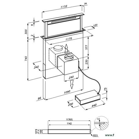 Cappa Aspirante 2451 120 ad Inserimento 120 cm Colore Acciaio Spazzolato / Vetro Nero - Foto 2