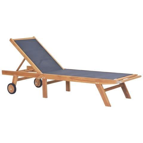 Lettino Pieghevole con Ruote in Massello di Teak e Textilene - Foto 1