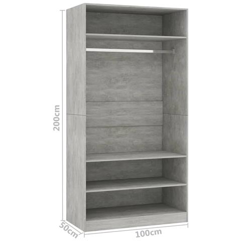 Armadio Grigio Cemento 100x50x200 cm in Legno Multistrato - Foto 6