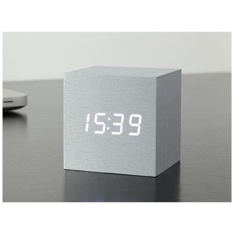 Sveglia A Led Bianca Multifunzione Modello Cube, Grigio - Foto 1
