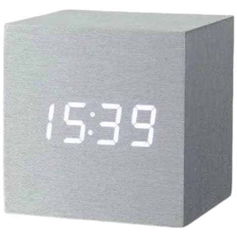 Sveglia A Led Bianca Multifunzione Modello Cube, Grigio - Foto 3