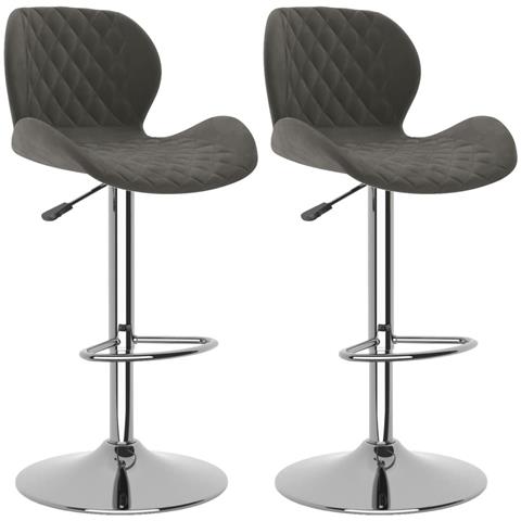 Sedie da Bar 2 pz Grigio Scuro in Velluto - Foto 1