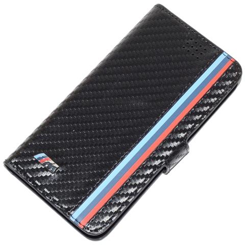 Custodia Flip Cover Real Leaher Case Size M Universale Carbon Black - Foto 1