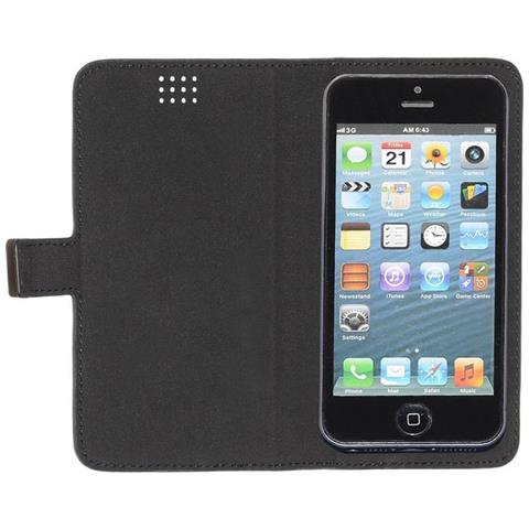 Custodia Flip Cover Real Leaher Case Size M Universale Carbon Black - Foto 2