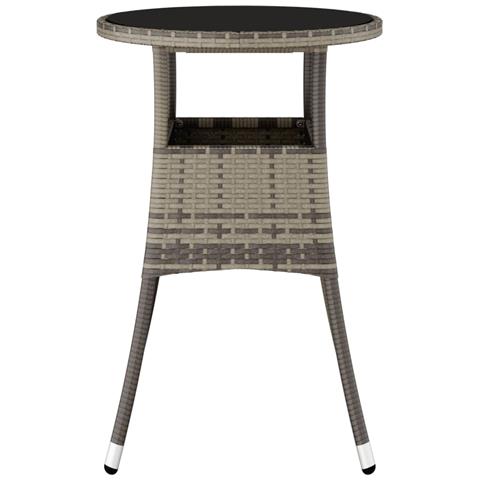 Tavolo Giardino 60x75 Cm Vetro Temperato E Polyrattan Grigio - Foto 2