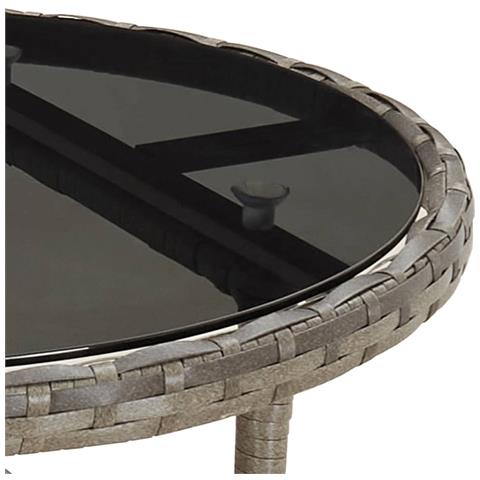Tavolo Giardino 60x75 Cm Vetro Temperato E Polyrattan Grigio - Foto 5