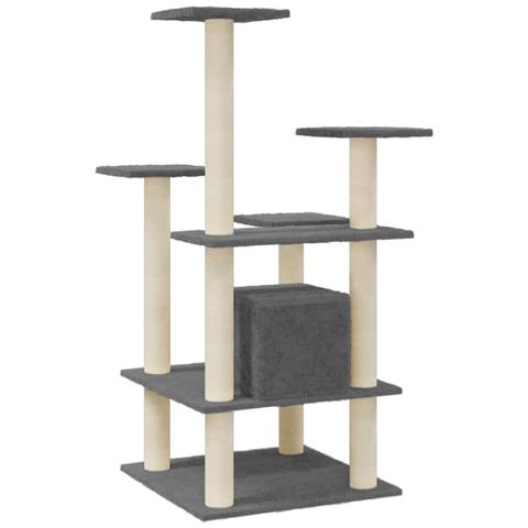 Albero Per Gatti Con Tiragraffi In Sisal Grigio Scuro 110 Cm - Foto 8
