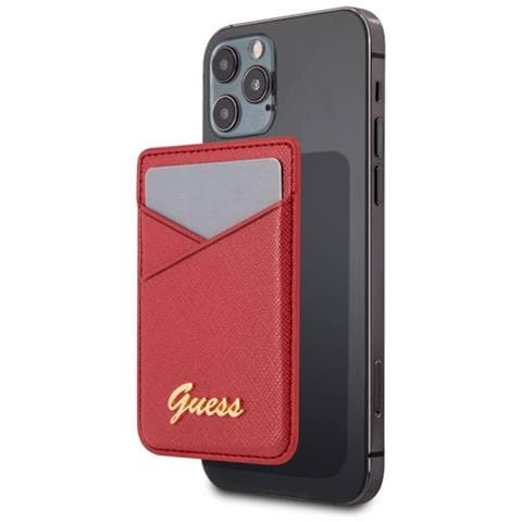 Porta Carte Magsafe Per Iphone Saffiano Con Chiusura Magnetica, Rosso - Foto 8
