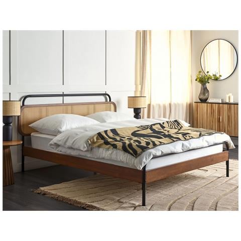 Letto Rattan Boussicourt 160 X 200 Cm Marrone Scuro - Foto 1