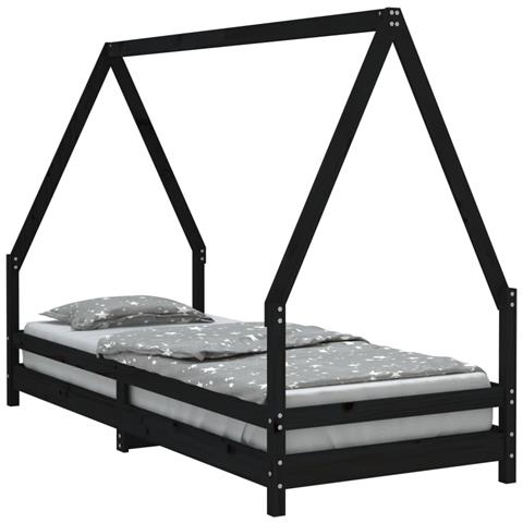 Giroletto Per Bambini Nero 90x200 Cm In Legno Massello Di Pino - Foto 2