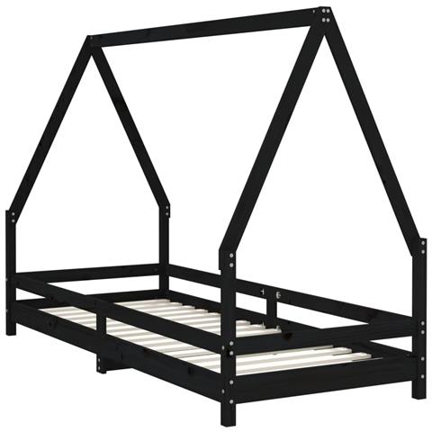 Giroletto Per Bambini Nero 90x200 Cm In Legno Massello Di Pino - Foto 3