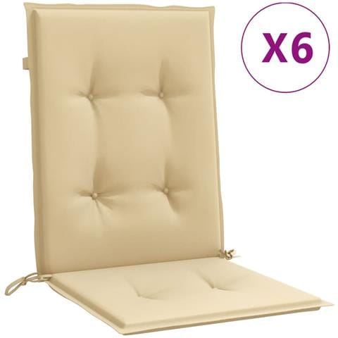 Cuscini Sedia Schiena Bassa 6 Pz Beige Mélange 100x50x4 Tessuto - Foto 2