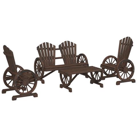 Set Salotto da Giardino 4 pz in Legno Massello di Abete - Foto 1