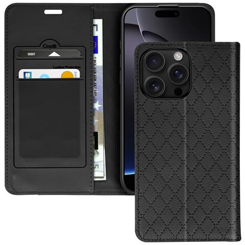 Custodia Folio Per Iphone 16 Pro Max Rombi Portacarte Supporto Video - Foto 1