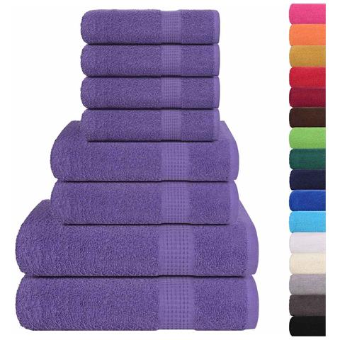 Set Asciugamani 8 Pz Viola 360 Gsm 100% Cotone - Foto 2