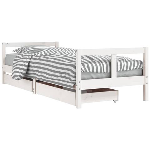 Giroletto Bambini con Cassetti Bianco 80x200cm Massello di Pino - Foto 1