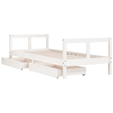 Giroletto Bambini con Cassetti Bianco 80x200cm Massello di Pino - Foto 10