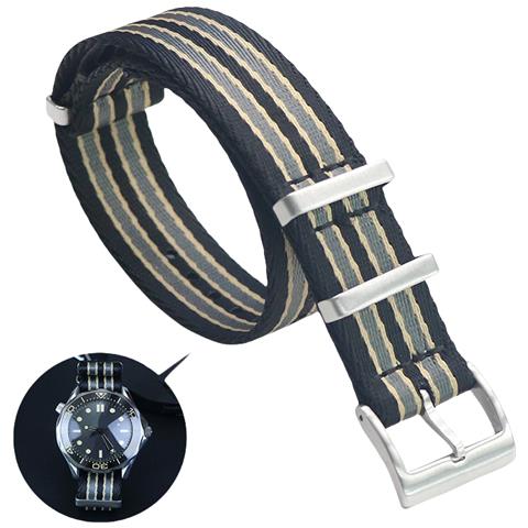 Cinturino Per Orologio In Nylon Per Omega Seamaster, Speedmaster, Planet Ocean Grey+yellow 20 Mm - Foto 2