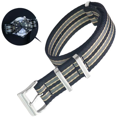 Cinturino Per Orologio In Nylon Per Omega Seamaster, Speedmaster, Planet Ocean Grey+yellow 20 Mm - Foto 3
