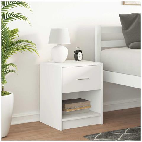 Comodino Con Cassetto Bianco 40x34x50 Cm - Foto 3