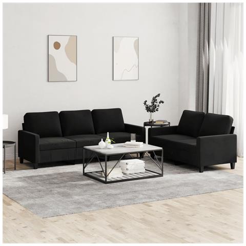 Set Di Divani 2 Pz Con Cuscini Nero In Velluto - Foto 1