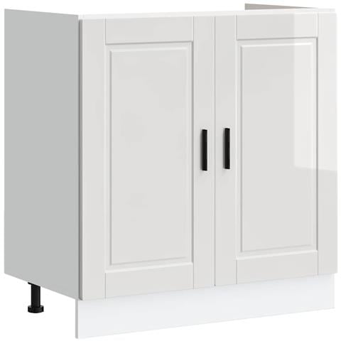 Mobile Base Lavello Porto Bianco Lucido 80x46x81,5cm Truciolato - Foto 2