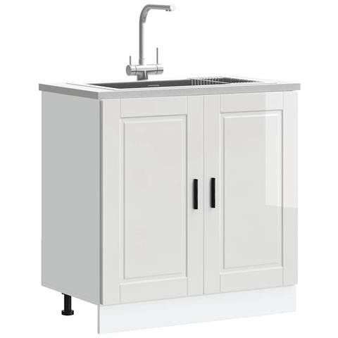 Mobile Base Lavello Porto Bianco Lucido 80x46x81,5cm Truciolato - Foto 1