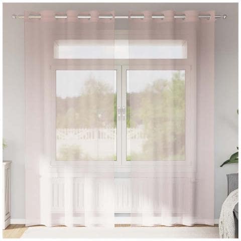 Tende In Voile Con Occhielli 2 Pz Rosa Chiaro 140x225 Cm - Foto 1