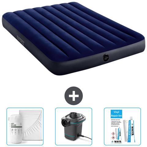 Set Materassino Gonfiabile - 191x137x25 Cm - Blu - Include Accessori Coordinati Cb4 - Foto 1