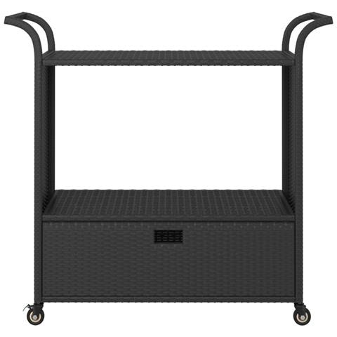 Carrello Da Bar Con Cassetto Nero 100x45x97 Cm In Polyrattan - Foto 2