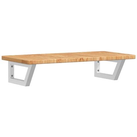 Ripiano A Parete Per Lavabo In Acciaio E Massello Di Rovere - Foto 1