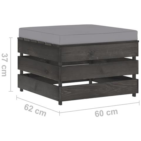 Set Salotto Da Giardino 2pz Con Cuscini Legno Impregnato Grigio - Foto 8