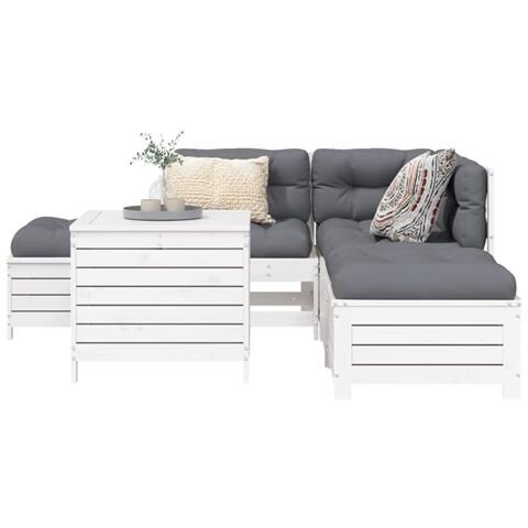 Set Divani Da Giardino 6 Pz Bianco In Legno Massello Di Pino - Foto 8