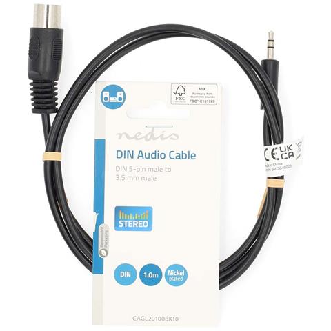Cavo Audio Da Din 5 Pin Maschio A Jack 3,5 Mm Maschio 1 M, Nero - Foto 2