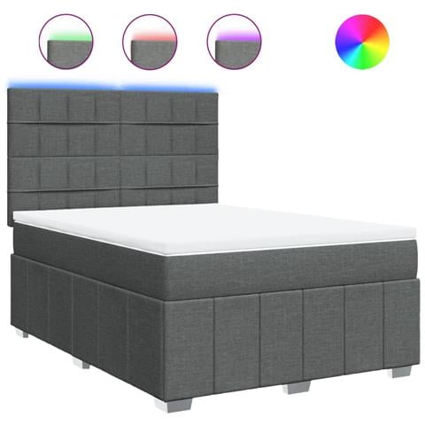 Giroletto a Molle con Materasso Grigio Scuro 140x190 cm Tessuto - Foto 1