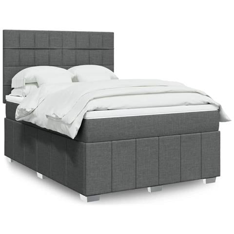 Giroletto a Molle con Materasso Grigio Scuro 140x190 cm Tessuto - Foto 2
