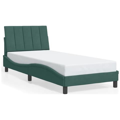 Giroletto senza Materasso Verde Scuro 90x200 cm in Velluto - Foto 1